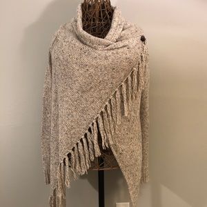 Grey Love Stitch Fringe Sweater - Size Small